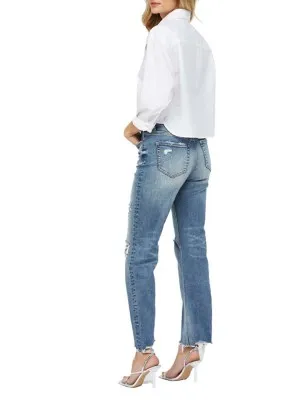 Women's Mica Denim Button Fly Original Straight Jeans