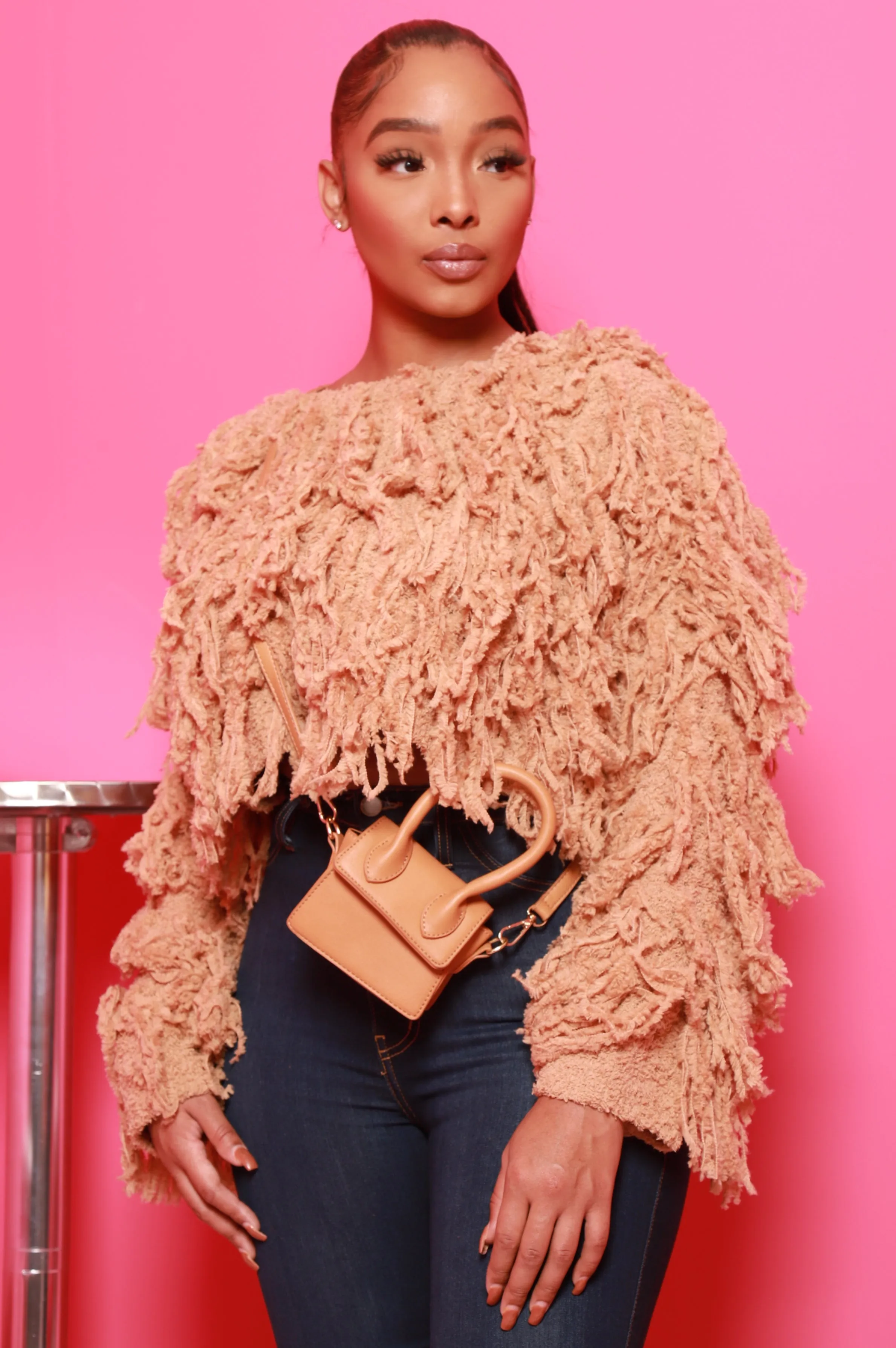 Your Love Shaggy Fringe Sweater- Camel