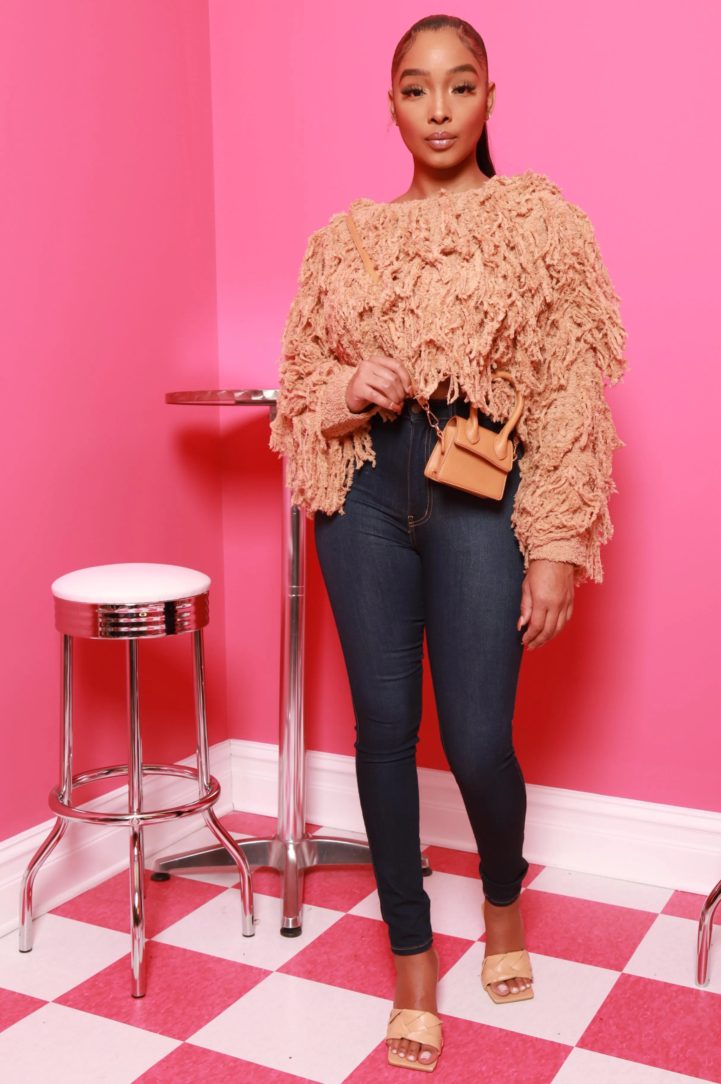 Your Love Shaggy Fringe Sweater- Camel