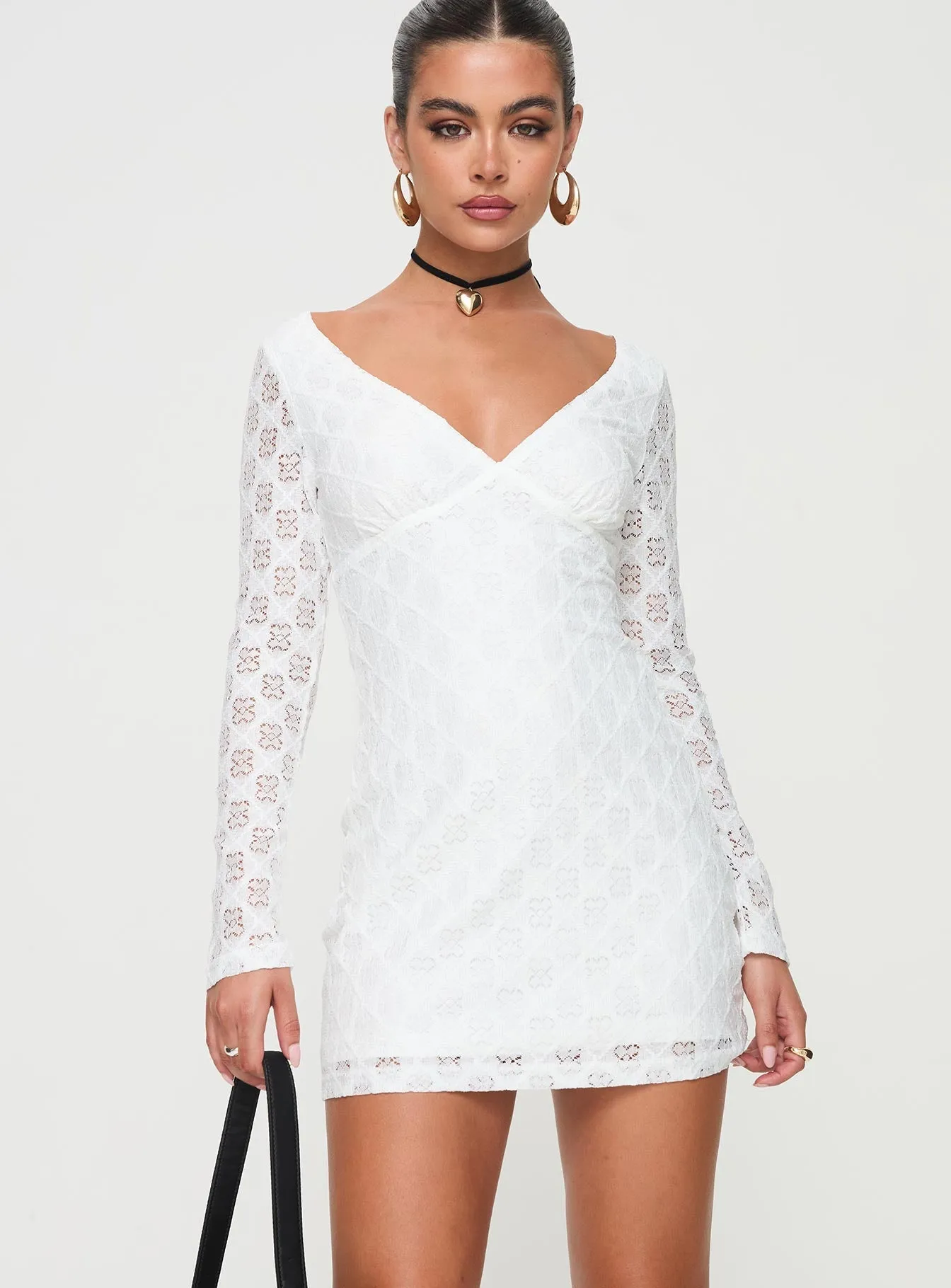 Zeus Long Sleeve Mini Dress White