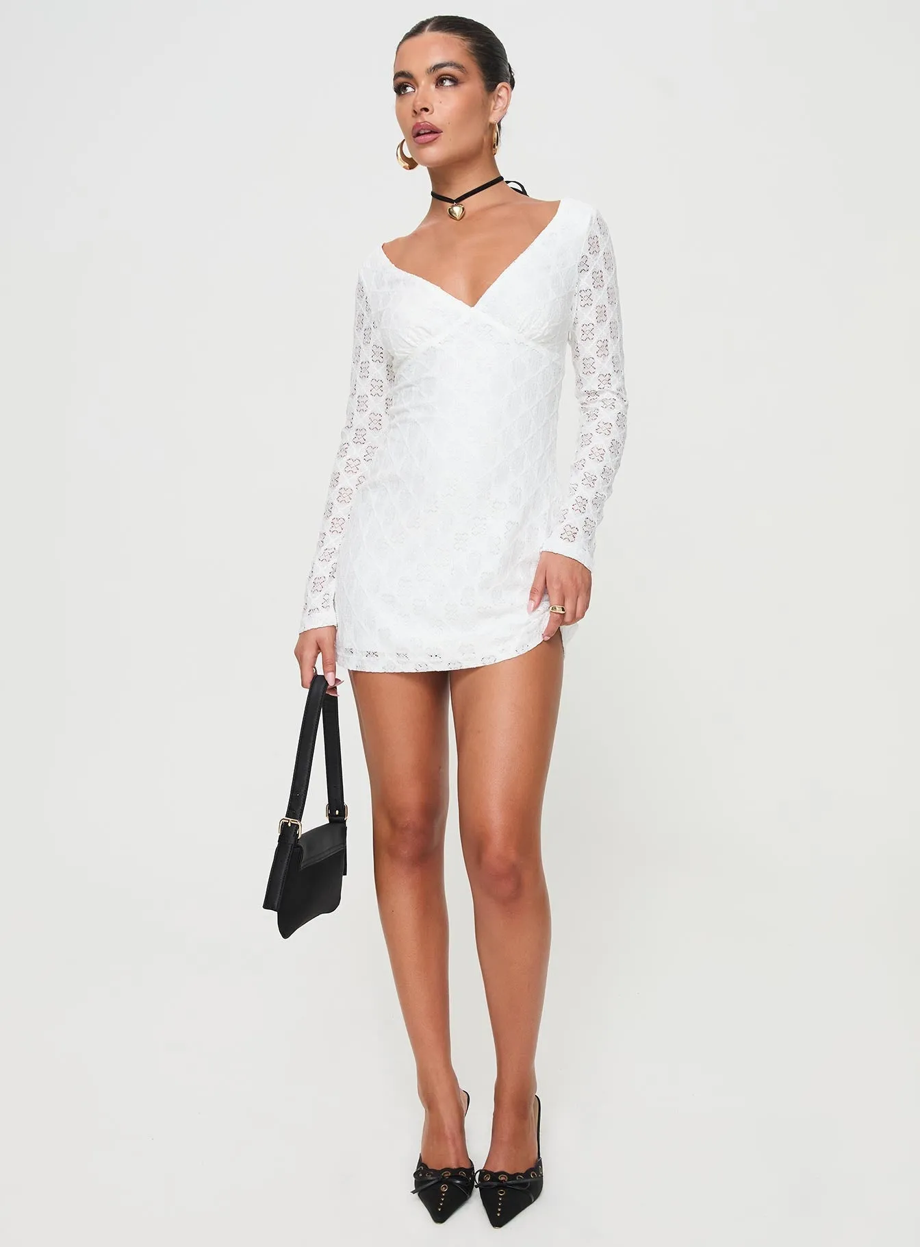 Zeus Long Sleeve Mini Dress White