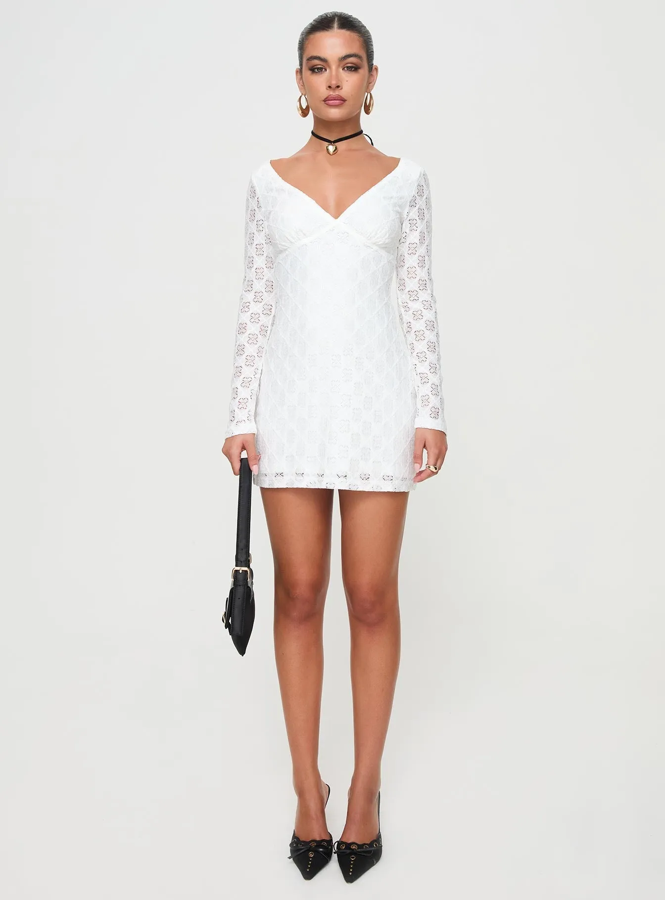 Zeus Long Sleeve Mini Dress White